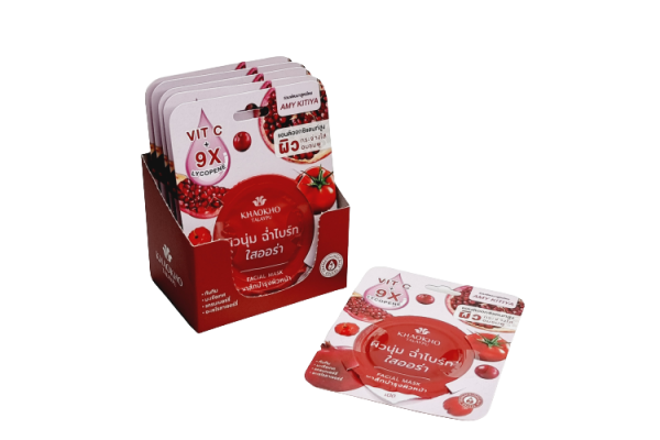 (УПАКОВКА 6 ШТ) Маска для лица с витамином С и Ликопеном от Khaokho Talaypu Vit-C+9X Lycopene Facial Mask 8g x 6pcs (Box)