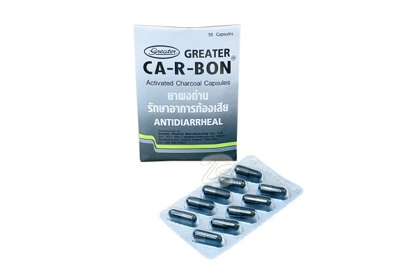 Активированный уголь в капсулах от Greater CA-R-BON Activated Charcoal Capsules 1 блистер 10 капсул