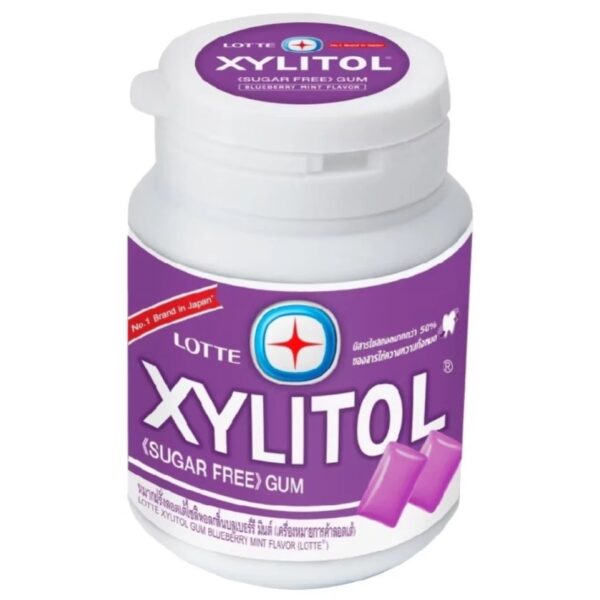 Жевательная резинка без сахара с ксилитом со вкусом черники Lotte Xylitol gum 52.2 гр