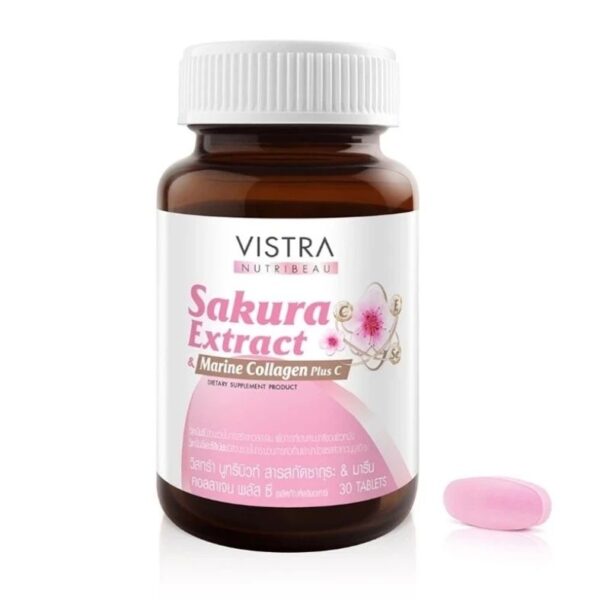 Омолаживающий комплекс с морским коллагеном и экстрактом сакуры Vistra Sakura extract 30 таблеток