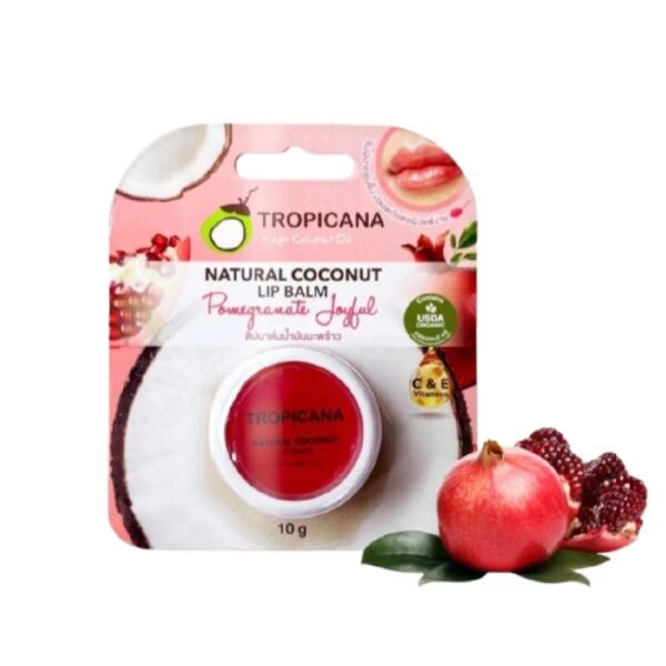 Натуральный кокосовый бальзам для губ «Гранат» от Tropicana, Natural Coconut Lip Balm «Pomerganate Joyful», 10 гр
