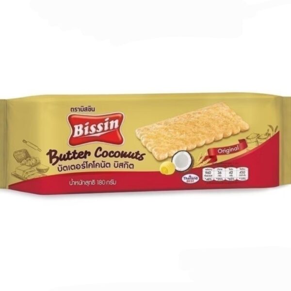 Печенье со вкусом кокоса и сливочного масла Bissin Butter Coconuts 180 гр