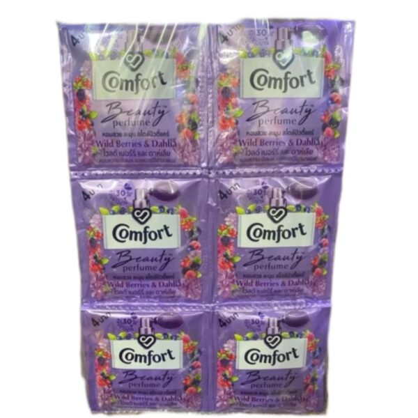 (Упаковка 24 шт) Кондиционер для стирки белья Comfort Beauty perfume softener Wild berries and Bahlia 17 мл x 24 шт